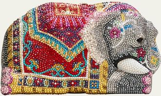 Judith Leiber Crystal-Encrusted Elephant Clutch Bag, Red/Multi