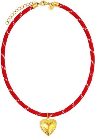 Petit Moments Heart Locket Paracord Necklace in Red at Nordstrom