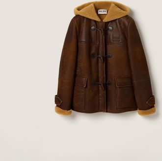 Miu Miu Waxed shearling duffle coat