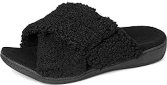 Vionic Relax Ii Slides Womens Slippers Black Fabric 1 : 11 M, Polyester