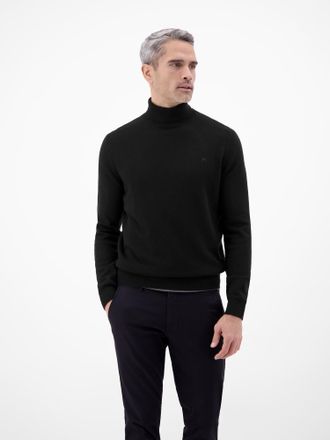 Lerros Rollkragenpullover LERROS Herren Rollkragenpullover - l&auml;ssige Optik, w&auml;rmender, Herren, Gr. XXL, schwarz, 88% Wolle, 12% Kaschmir, ohne Ausschnitt, Pu