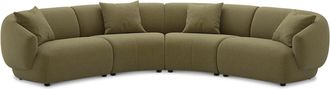 Castlery Auburn Curve L-Shape Sectional Sofa Customized, Performance Boucle Moss, Spill Resistant, Modular for Castlery