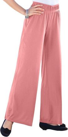 Roaman's Plus Size Pull On Wide Leg Soft Knit Pant in Desert Rose at Nordstrom, Size Small