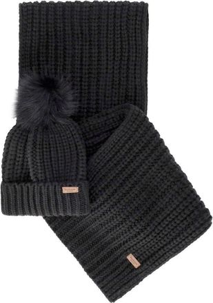Barbour Saltburn Black Beanie + Scarf Set