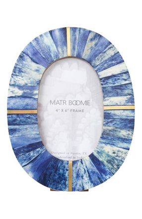 Matr Boomie Artemis Indigo Oval 4x6 Picture Frame - Carved Bone, Fair Trade in Blue at Nordstrom, Size 4Ft 0In X 6Ft 0In