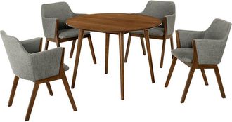 Armen Living Arcadia And Renzo 42In Round Wood 5pc Dining Set