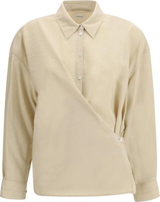 Christophe Lemaire Womens Shirt Draped Oat Milk Silk