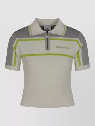 Casablanca striped knit zip polo shirt contrast