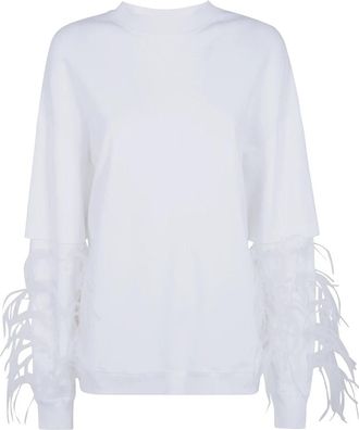 Darkpark Troy Double-Sleeve Feather Top - Dames - Sweatshirts - Wit - S - Katoen - Hoodies & sweatvesten