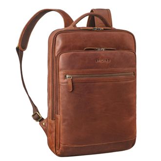 STILORD Banks 15.6 Inch Leather Laptop Backpack for Men and Women Modern Business Backpack for Work College Travel Large Daypack from Real Leather, Colour:Cog