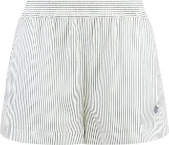 Stella McCartney Gestreept Elastische Shorts - Dames - Bermuda - Wit - M - Leer - Korte Broeken