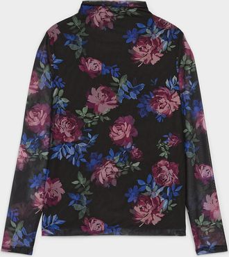 Contemporaine Womens Mock-neck mesh T-shirt