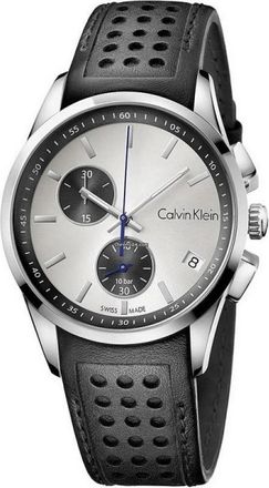 Calvin Klein Modern Man Zilver Quartz Horloge - Heren - Horloges - Zwart - ONE Size - Leer - Accessoires