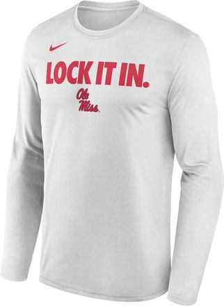 Nike Ole Miss 2026 On-Court Bench Nike Mens Dri-FIT College Long-Sleeve T-Shirt in White | M22284P870MISI-WHT