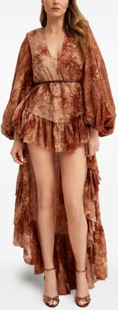 Bronx and Banco Caleta tie-dye ruffled Dress - Brown