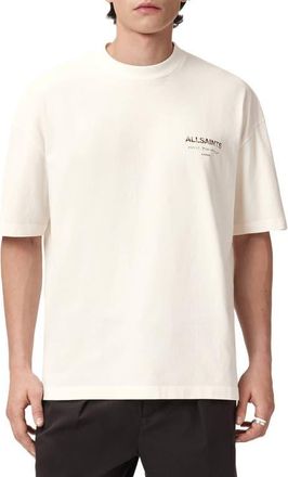 AllSaints Underground Oversize Graphic T-Shirt in Ashen White/Dakota at Nordstrom, Size Xx-Large