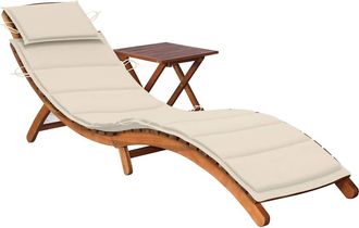 vidaXL Tumbona De Jard&iacute;n Con Mesa Y Coj&iacute;n Madera Maciza De Acacia Vidaxl