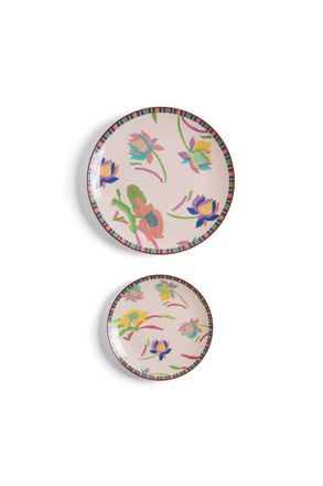 Lisa Corti Porcelain Set Plate of 2 Japanese Pink