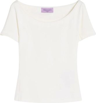 Max Mara T-Shirts, female, White, S, Ribbed Cotton Top Ashley Park Collection