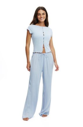 Cotton On Womens Button Detail Cap Sleeve Top in Violet Blue at Nordstrom, Size Xx-Small