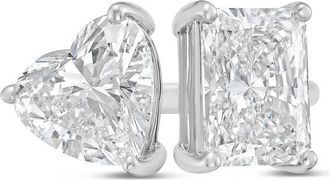 Diana M. Jewels 14kt white gold 4ct Lab Grown Radiant & Heart Diamond Two-Stone Ring