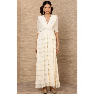 Hale Bob Aulelei Chiffon Solid Dress in Ivory at Nordstrom, Size X-Small