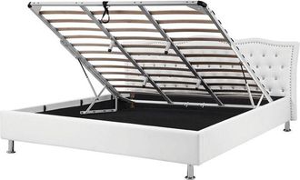 Beliani Ottoman Bed Faux Leather METZ 180 x 200 cm (EU Super King) White
