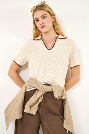 Roman Textured Collar Knit Top