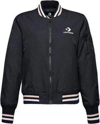 Converse (WMNS) Converse Baseball Jacket Asia Sizing Black White 10017469-A01
