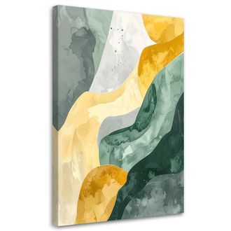 Feeby Cuadro Sobre Lienzo, Pastel Abstracto Verde Y Amarillo, 70x100