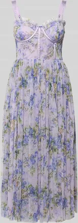 Lace & Beads Cocktailkleid aus T&uuml;ll im Allover-Look in Flieder, Gr&ouml;&szlig;e XXL