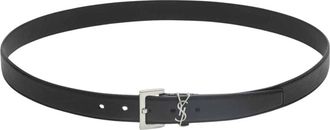 Saint Laurent Cassandre Riem - Heren - Riemen - Zwart - 90 CM - Leer - Accessoires