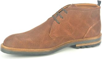 Floris Van Bommel Cognac Print Veterlaarzen - Heren - Veterlaarzen - Bruin - 43 1/2 EU - Leer - Schoenen