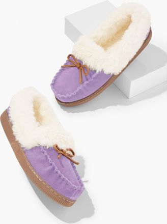 Talbots Cleo Suede Faux Fur Moccasins Shoes - Purple Rose - 10M Talbots