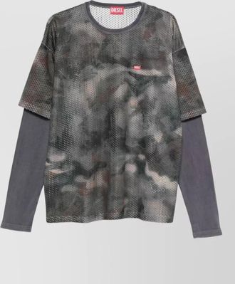 Diesel camouflage mesh long sleeve layered t shirt
