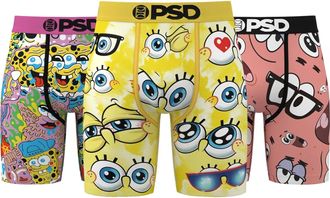 PSD Spongebob Faces Underwear Mens Multi Graphic Boxer Briefs 3-Pack UPS1309
