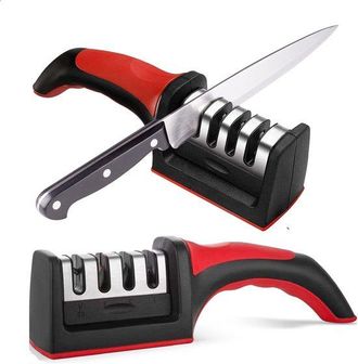OEM Afiladores Cuchillos Cuchillos Afilador Cuchillos 4 1 Acero Inoxidable, Afilado Ergon&oacute;mico F&aacute;cil Usar Ranuras Afilado 4 Etapas, Color Negro