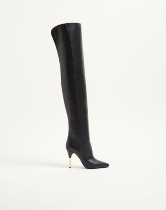 Valentino Garavani Stivale Sopra Il Ginocchio Deboot In Vitello 105mm Donna NERO 36.5