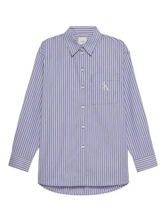 Calvin Klein Jeans cotton poplin striped shirt - women - Cotton/Elastane - M - Blue
