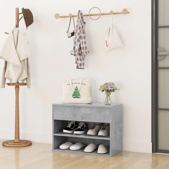 Berkfield Home Shoe Bench Concrete Grey 60x30x45 cm Engineered Wood | Size: 60 x 30 x 45 cm