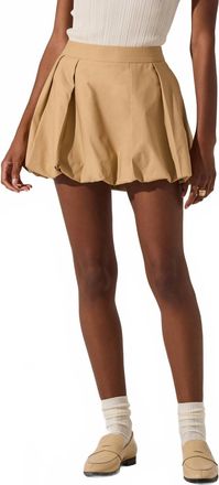 Astr Toini Pleated Bubble Mini Skort In Beige