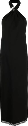 Moschino Halter Neck Midi Jurk - Dames - Avondkleed - Zwart - L - Polyester - Kleedjes