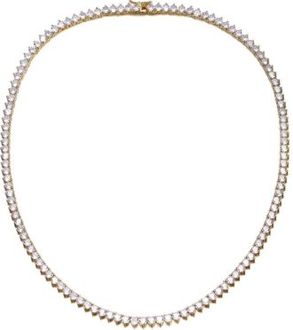 Rachel Glauber 14K Plated CZ Tennis Necklace