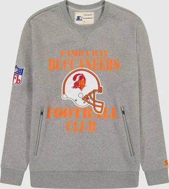 Starter Mens Tampa Bay Buccaneers Crew Neck Sweatshirt With Zip Pockets In Heather Grey