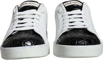 Dolce & Gabbana Black Leather Logo Portofino Sneaker Mens Shoes (Pre-Owned)