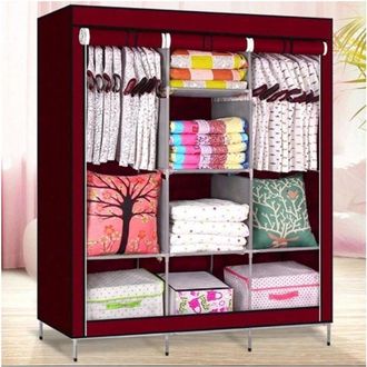 Trade Shop Trade Shop - Traesio - Armadio Guardaroba Tessuto Appendiabiti Acciaio Smontabile Abiti 3 Ante