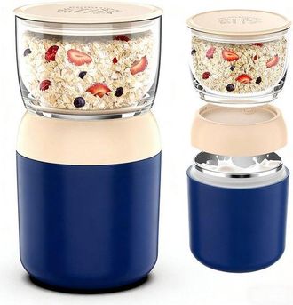 OEM Vaso Para Yogur Para Llevar, Vaso De Muesli De Doble Capa De 700 Ml, Cuchara Pared Interior Acero Inoxidable Aislante, Vaso Reutilizable Almuerzo