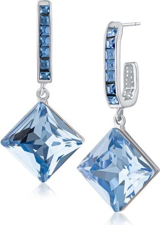 Jardin Princess Cut Crystal Drop Hoop Earrings in Blue/Silver at Nordstrom Rack