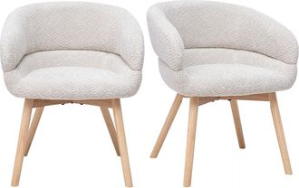 Miliboo Sillas De Tejido De Terciopelo Chenilla Beige Y Madera Clara (lote De 2) Tiggy