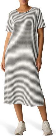 Eileen Fisher Stripe T-Shirt Midi Dress in Olive at Nordstrom, Size Xx-Small